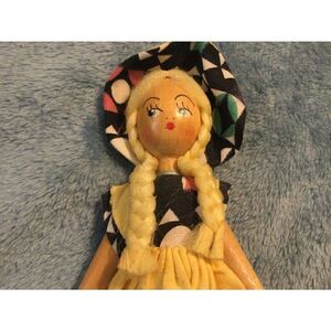Vintage Wooden Peg Doll. Pose-able